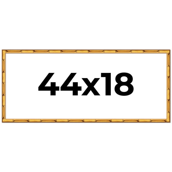 44x18 Frame Gold Bamboo Solid Wood Picture Frame | 1 Inch Moulding Width | Interior Frame Depth