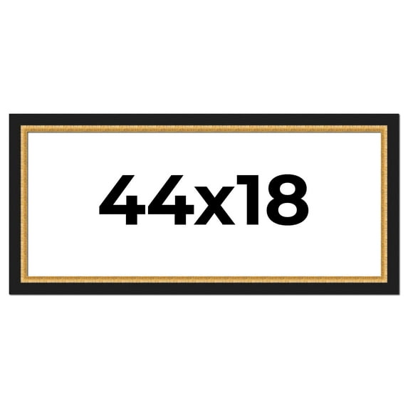 44x18 Frame Gold Real Wood Picture Frame Width 2.25 Inches | Interior Frame Depth 0.5 Inches |