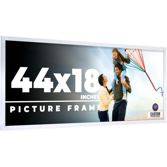 44x18 Frame Silver Stainless Steel Solid Wood Picture Frame | 0.75 Inch Moulding Width | Includes