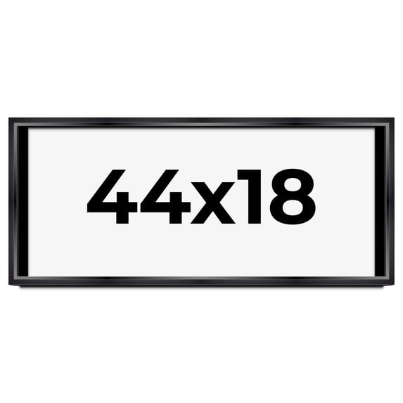44x18 Shadow Box Frame Black | 1.25 inches Deep Real Wood Contemporary Shadowbox Display Frame | UV