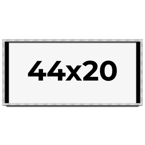 44x20 Frame Brushed Silver Solid Wood Picture Frame | 0.75 Inch Moulding Width | Rabbet Depth 0.75