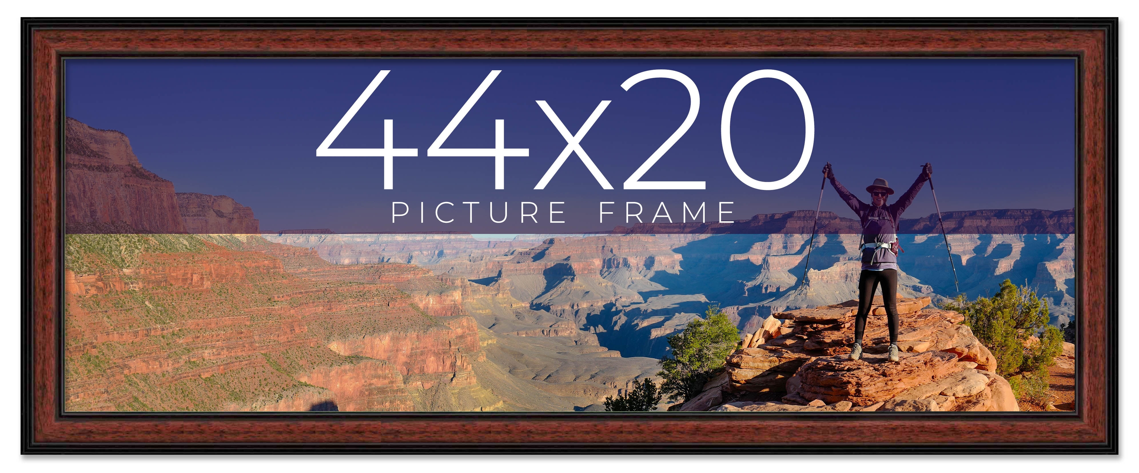 44x20 Frame Executive Brown Round Mahogany Finish Solid Wood Picture ...