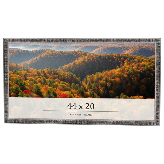 44x20 Frame Silver Grey Distressed Solid Wood Picture Frame | 0.75 Inch Moulding Width | Interior