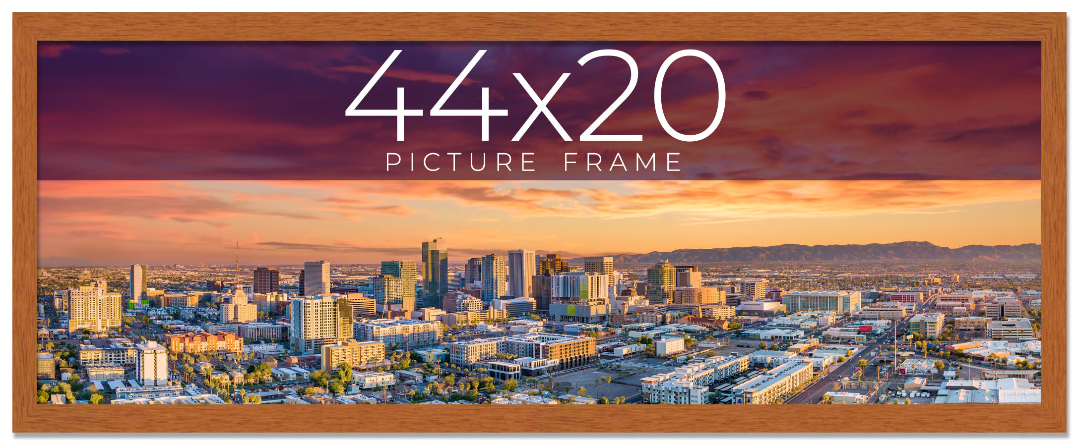 44x20 Honey Brown Real Wood Picture Frame Width 0.75 inches | Interior ...