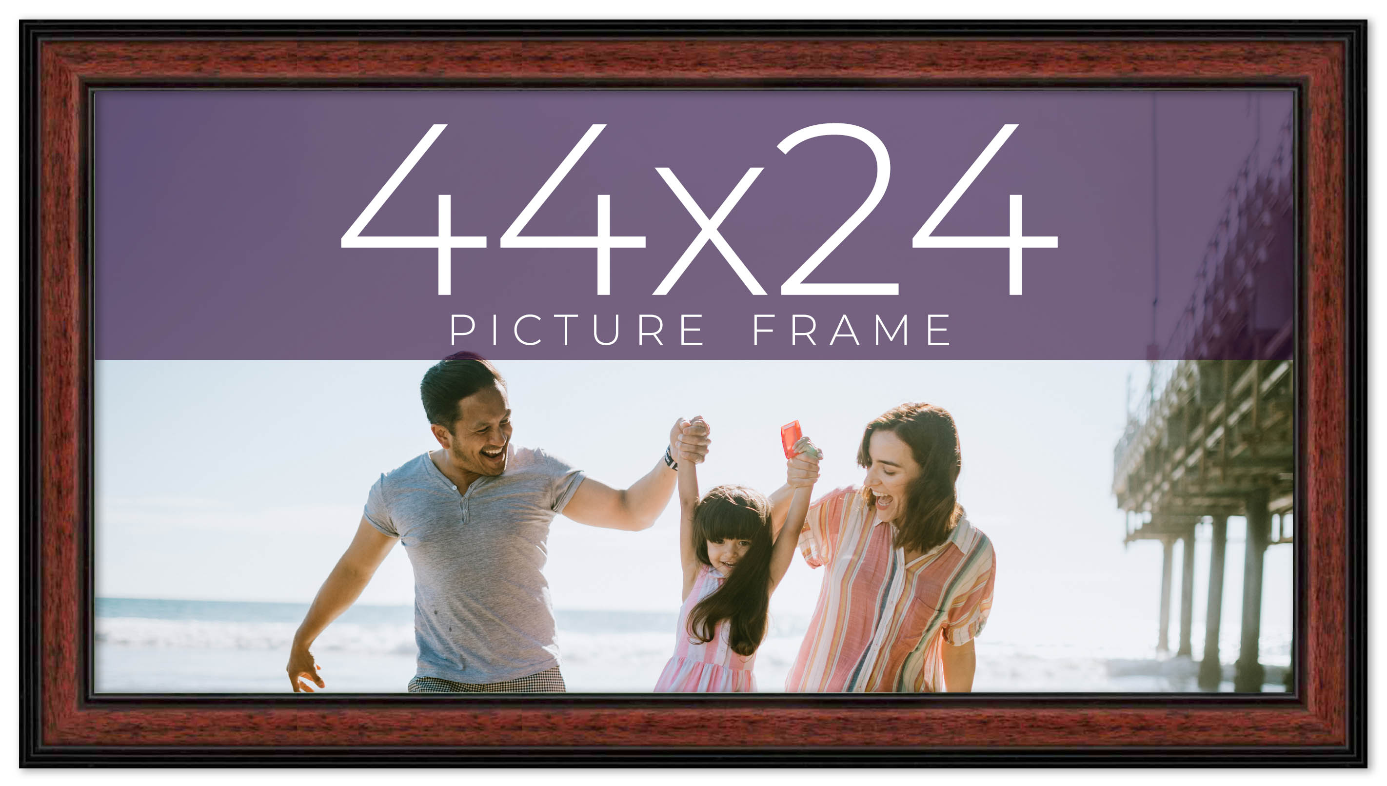 44x24 Frame Executive Brown Round Mahogany Finish Solid Wood Picture ...