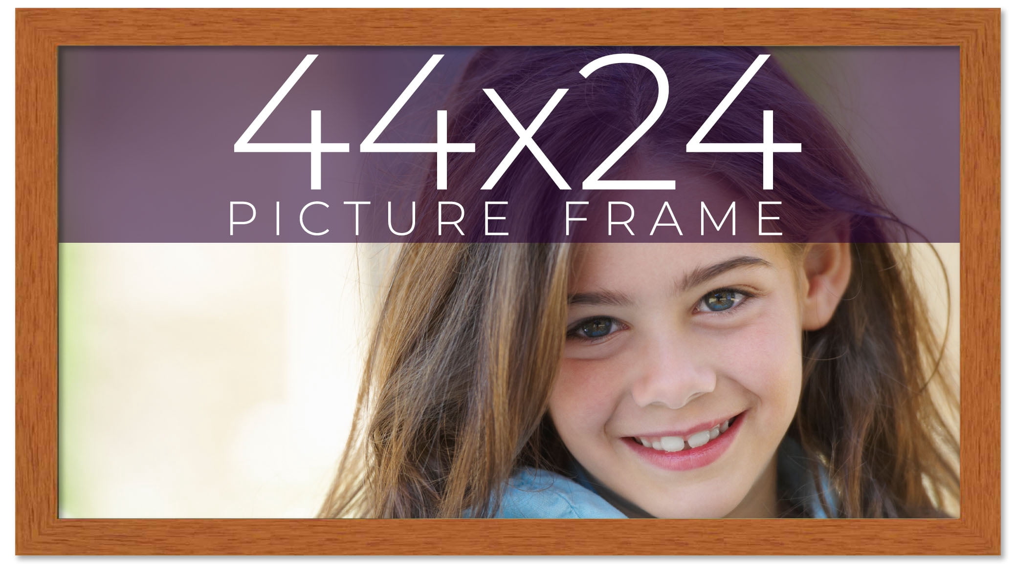 44x24 Honey Brown Real Wood Picture Frame Width 0.75 inches | Interior ...