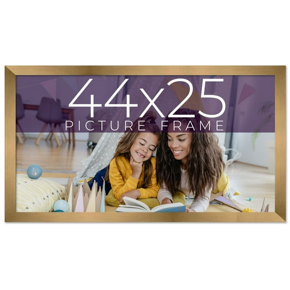 44x25 Frame Gold Bronze Solid Wood Picture Frame Width 0.75 Inches | Interior Frame Depth 0.5