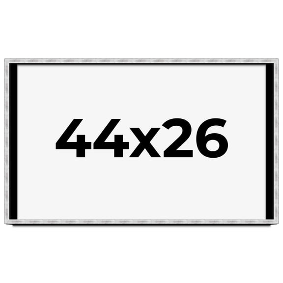 44x26 Frame Brushed Silver Solid Wood Picture Frame | 0.75 Inch Moulding Width | Rabbet Depth 0.75