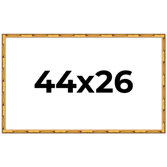 44x26 Frame Gold Bamboo Solid Wood Picture Frame | 1 Inch Moulding Width | Interior Frame Depth