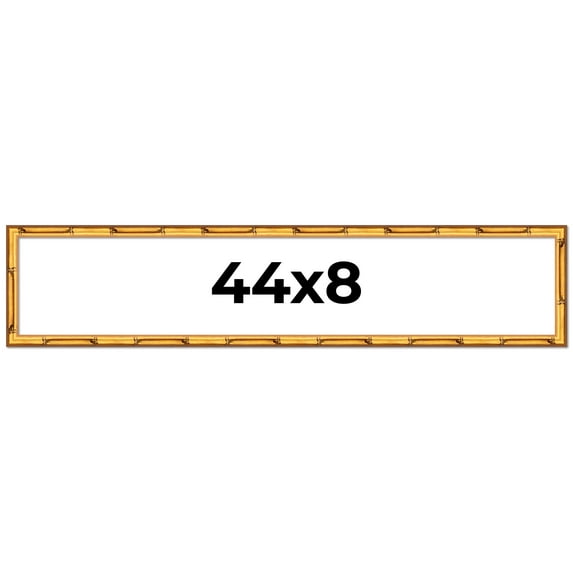 44x8 Frame Gold Bamboo Picture Frame - Complete Modern Photo Frame Includes UV Acrylic Shatter