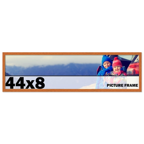44x8 Frame Honey Pecan Brown Picture Frame - Modern Photo Frame Includes UV Acrylic Shatter Guard