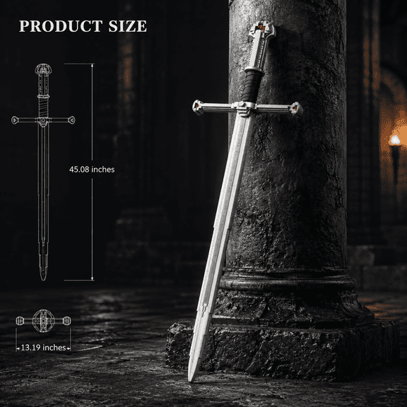 45.08" Medieval Cross Longsword Building Block Kit, Knight Sword Model Bricks Toy for Collection & Cosplay Display, Compatible with Major Building Blocks