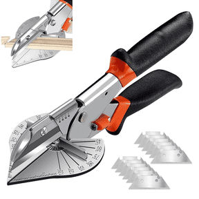45 - 135 Angle Miter Shear Cutter, Multi-Function Trunking Scissors, Quarter Round Cutting Tool for Cutting PVC PPR PE Pipe, Soft Wood, Branch, Wire, DIY Toy Gift, Including 10 Spare Blade