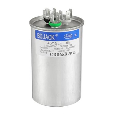 Cbb65 Capacitor Ac Capacitor 45/5 VEXUNGA 35/7.5 UF 35+7.5 MFD 370V Or 440V Dual Run Start Round A/C Capacitor CBB65 CBB65B Air Conditioner Capacitors For AC Unit Fan Motor Start Or Heat