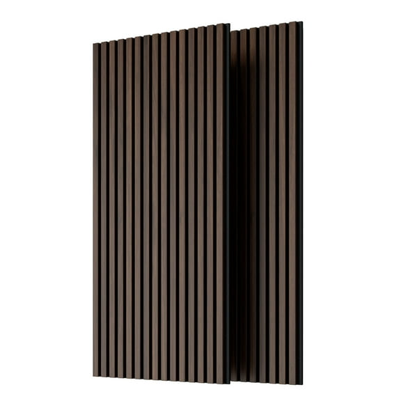 45.27''x 23.62'' Acoustic Wood Panels for Wall, 3D Fluted Sound Absorbing Panel with Three Sides Fully Wrapped, 2PC Soundproof Wood Slat Panel for Interior Wall Decor, Walnut