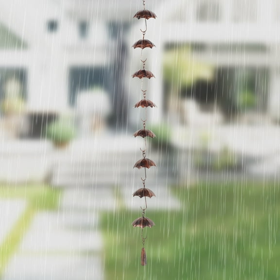 45.27in Pine Cone Shaped Rain Chain, Pine Cone Decorative Hanging Chain, Metal Iron Bells with Bell for Eaves Drainage, Replacement for Downspout