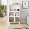 thumbnail image 1 of 45.28" Storage Cabinet with 1 Open Shelves & 2 Inner Shelves,  Medicine Cabinet with Metal Frame & Glass Door & Round Legs, Medicine Cabinet Organizer for Living Room,Hallway,White, 1 of 9