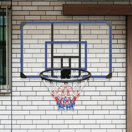 45×29 Inch Wall-Mounted Basketball Hoop, Foldable Hoop with Shatterproof Backboard and All-Weather Net, for Outdoor and Indoor, Black