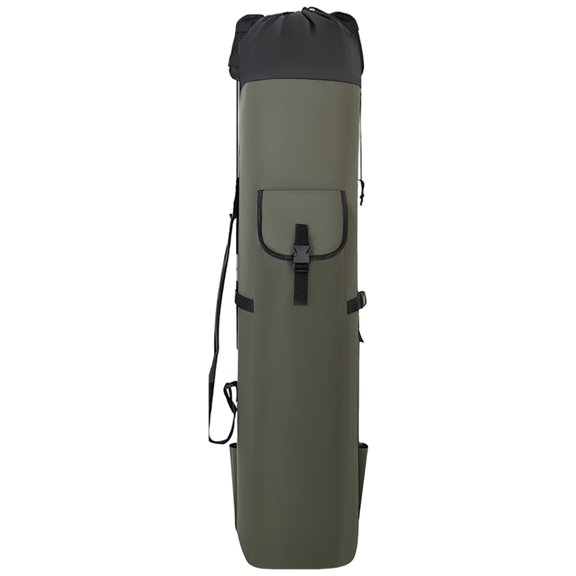 45.3 in / 115 cm Fishing Rod Bag for 5 Rods, Large Capacity Fishing Bag with Drawstring, Buckle, Hook & Loop Fastener, Multi-Pocket Fishing Tackle Storage Bag, Handbag & Sling Bag