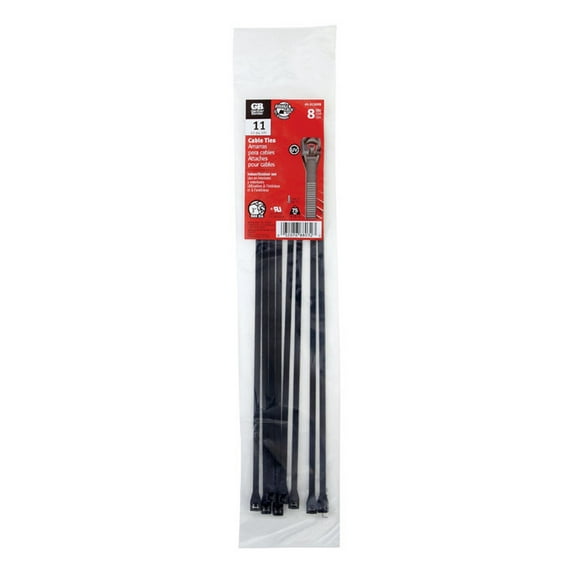45-312UVB Cable Ties, Black Nylon, 11-In., 8-Pk. - Quantity 1