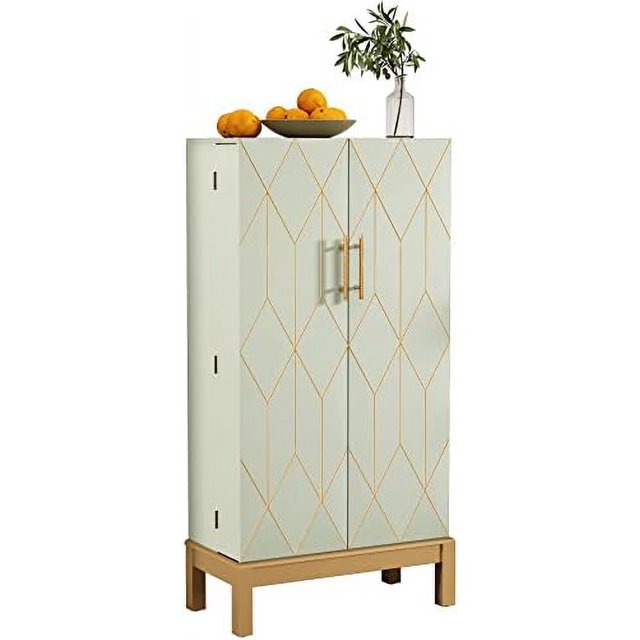 45'' Kitchen Pantry with Gold Trim Pantry with Doors