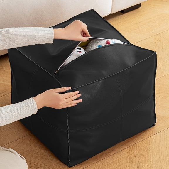 45×45×40cm Storage Ottoman Cube, Faux Leather Footrest, Multifunctional Foot Stool with Hidden Storage