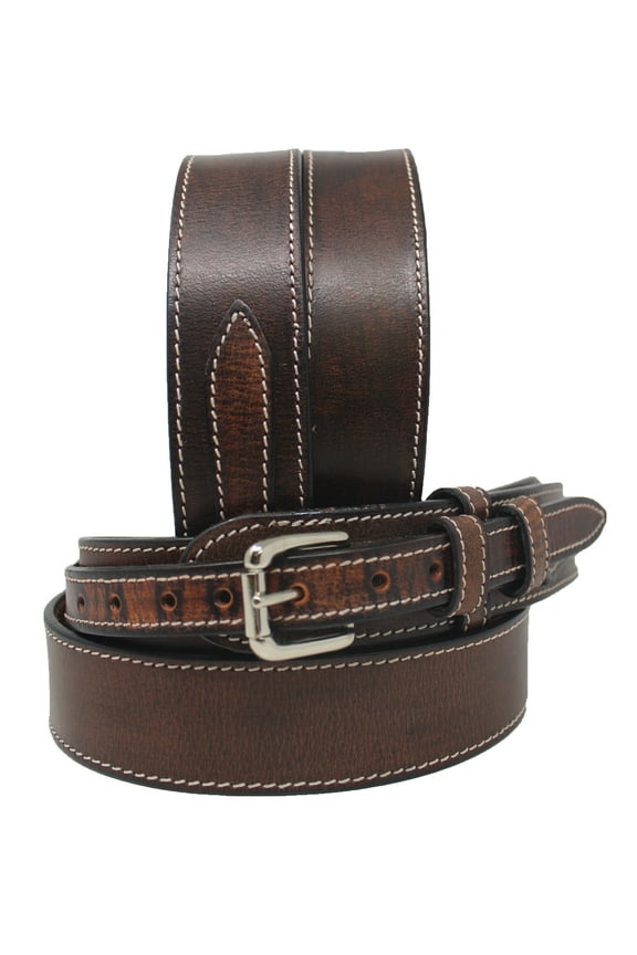 45-46 Men's 1-1/2" Casual Brown Distressed Genuine Leather Belt 26RAA80BR