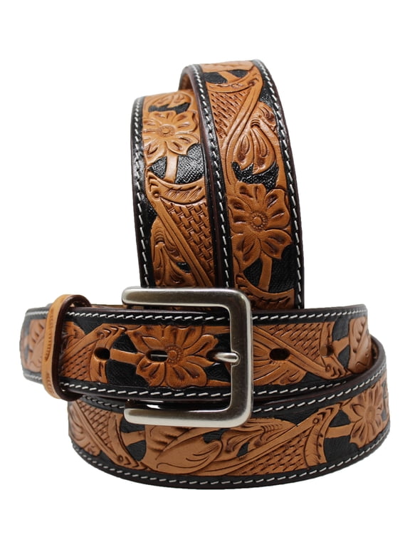 45-46 Tackrus Handmade Basket Weave Tool Western LEATHER MENS BELT Brown 2609RS04