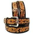 thumbnail image 1 of 45-46  Unisex 1-1/2" Wide Western Rodeo Fashion Flower Tooled Leather Belt 2662RS, 1 of 1