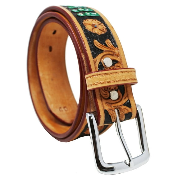 45-46 Western 1-1/2" Wide Rodeo Fashion Antique Tooled Leather Belt 2670RS