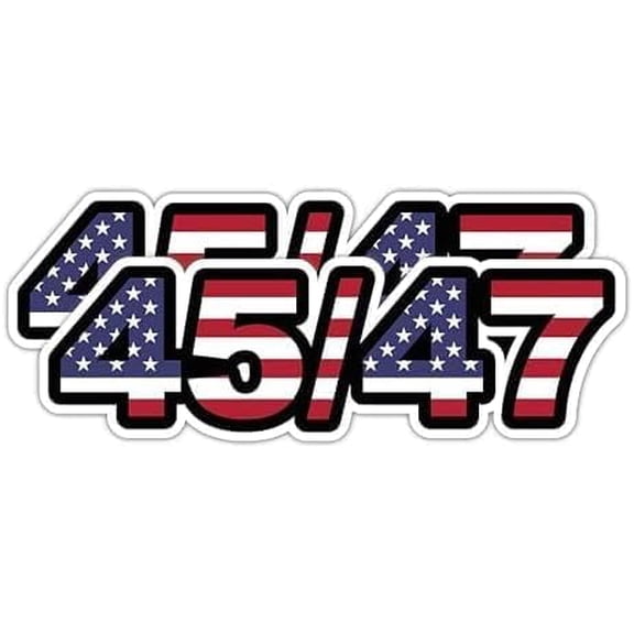 45 47 American Flag Vinyl Sticker Decal 2 Pack, Patriotic USA Number Decal for Car Bumper, Laptop, Water Bottle, Truck, Window (5" x 1.6")