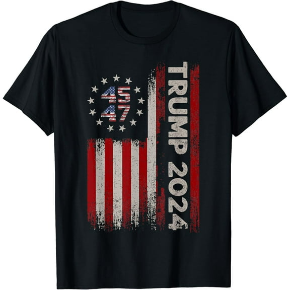 45 47 Trump 2024 American Flag T-Shirt