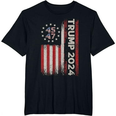 45 47 Trump -2024 American -Flag T-Shirt