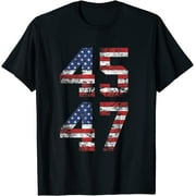 SASSALILLY 45 47 Trump 2024 T-shirt Trump 45 Casual Graphics Tops Summer Gift Tee Black XX-Large