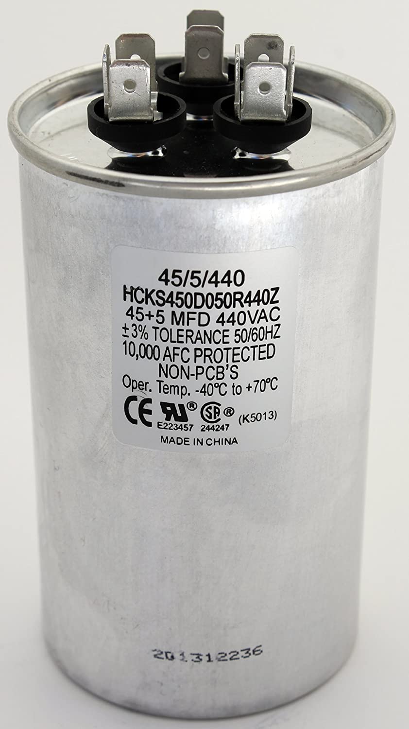 45+5 MFD 370 or 440 VAC Dual Run Capacitor – Round
