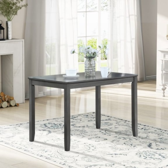 45.5" Rectangular Wood Dining Table for 4, Modern Farmhouse Kitchen Table, Solid Wood Legs, MDF & Birch Veneer Dining Desk for Small Spaces, Gray