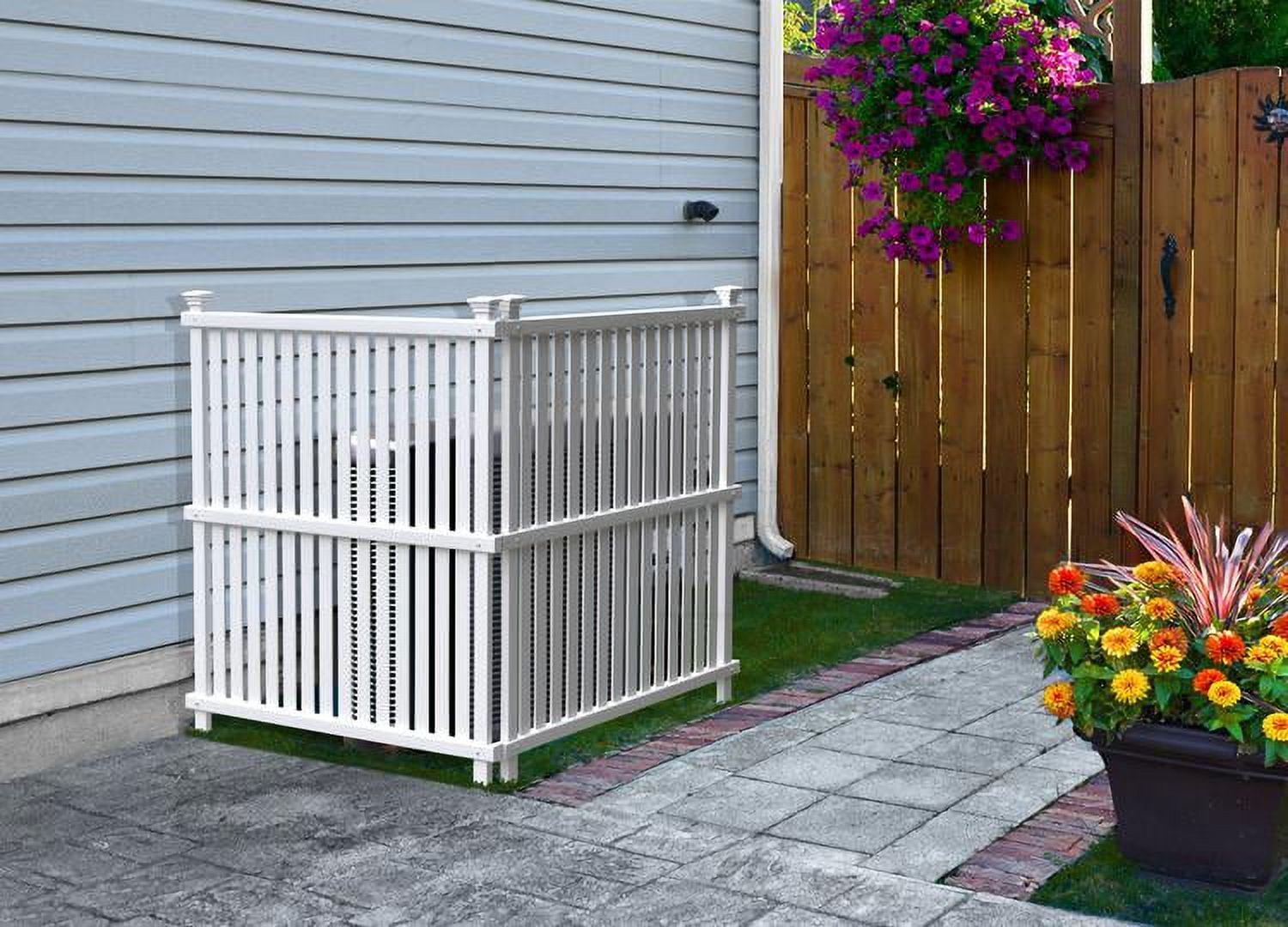 ENCLO SCREENS 45.5in H x 36.5in W (2 Panels) No Dig Enclo Wilmington White Vinyl Privacy Screen, Outdoor Privacy Panels, Trash Can Enclosure, Air Conditioner Fence, Pool Equipment Enclosure, ZP19008