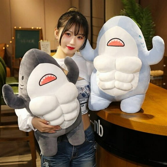45/60cm Shark Plush Toy Fluffy Lovely Animal Doll Accompany And Comfort Sleeping Pillow Muscle Shark Doll Stuffed Animal Toy Birthday Gift