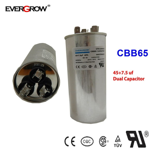 45+7.5uf 450VAC Round Dual Run Capacitor 45+7.5MFD 450V 40/85/21 50X150 CBB65