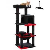 45.7" Cat Tree For Indoor Cats, 5-Level Cat Tower For Large Cats With Metal Frame Large Hammock (17.3"X15.3"), Cat Condo With (18.5"X13") Big Top Perch & 4 Sisal Covered Scratching Post,Black