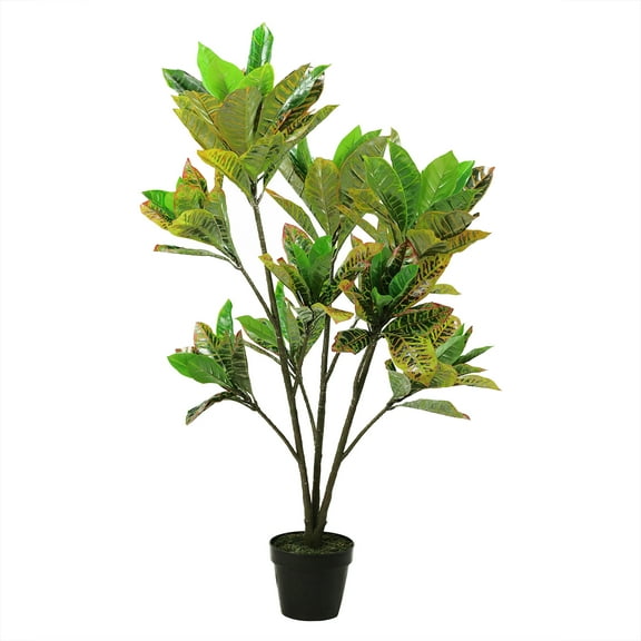 45.75" Green Yellow and Red Potted Artificial Croton Tree