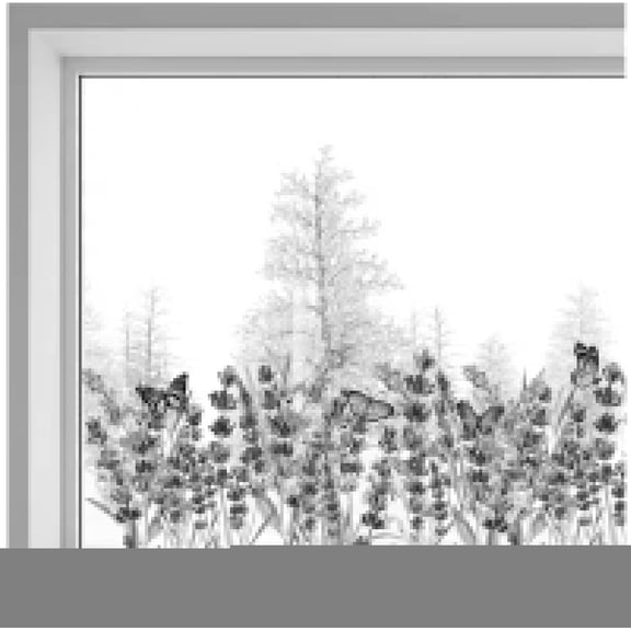 45.7x15 Inch Large Lavender Window Stickers Double-Sided Transparent Static Window Cling Purple Flowers Grass Butterfly Non Adhesive Window Decals for Glass Sliding Door Anti-CollisionMixed Color