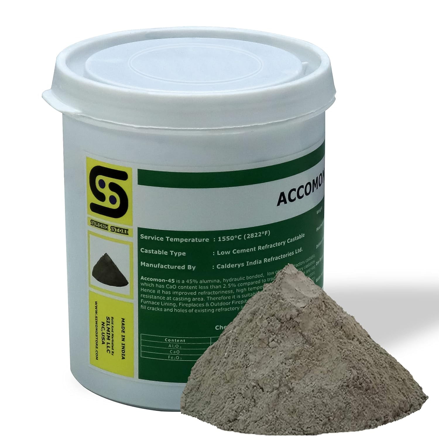 45% Alumina Hydraulic Bonded Low Cement Refractory Castable - 4 lbs ...