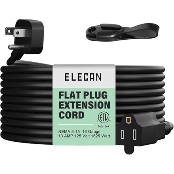 45° Angle Flat Plug Power Extension Cord 6 Ft, Seamless One-Piece Molded Low Profile 3 Prong 16 AWG Grounded Wire Electric Cable for Home Office Appliance, 13A 125V 1625W,SVT-ETL with Organizer
