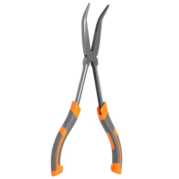 45° Bent Needle Nose Pliers 11 Inches High Carbon Steel Long Needle Nose Pliers with PVC Nonslip Handle for Automotive Repair Woodworking
