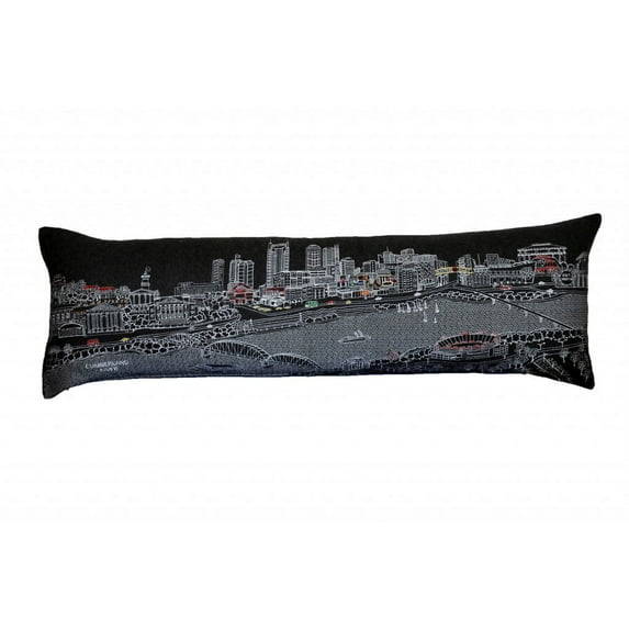 45" Black Nashville Nighttime Skyline Lumbar Decorative Pillow