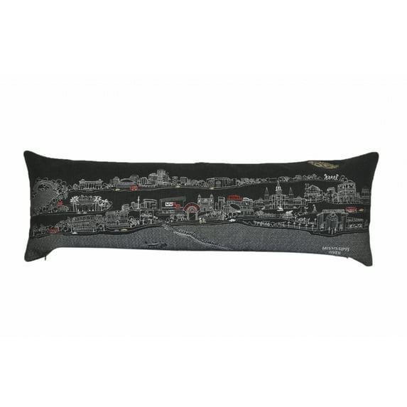 45" Black New Orleans Nighttime Skyline Lumbar Decorative Pillow