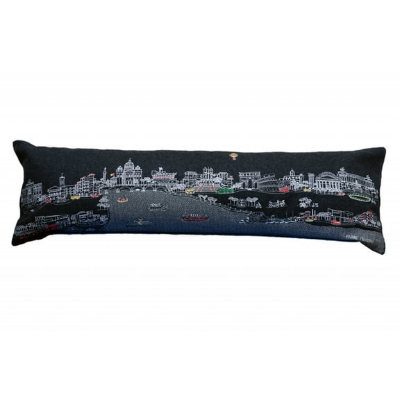 45" Black Rome Nighttime Skyline Lumbar Decorative Pillow