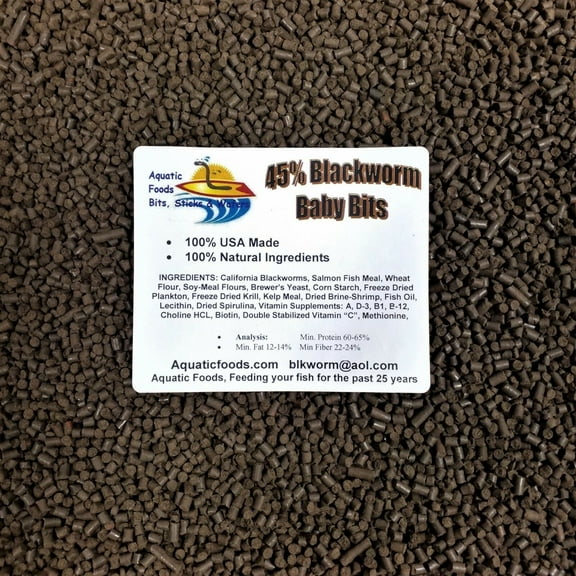45% Blackworm "Baby Bits", Perfect for Baby Discus, Cichlids, All types of Fish1-lb