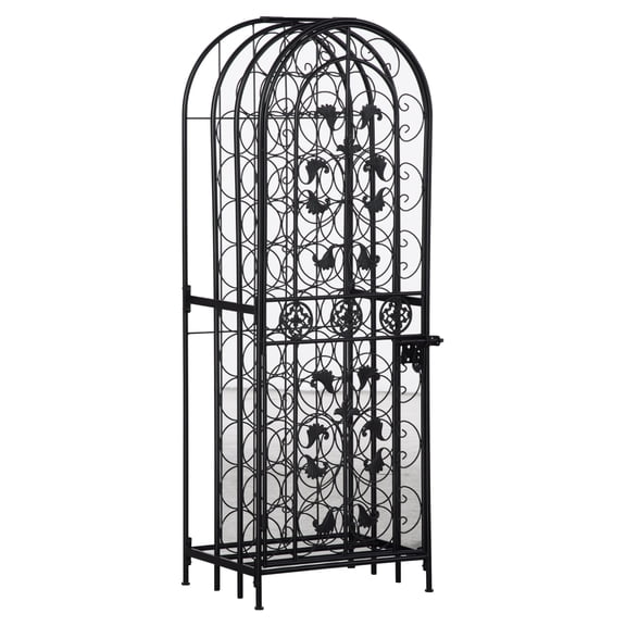 45 Bottle Wine Rack Organizer, Wrought Iron Wine Jail, Decorative Wine Storage for Home Bar, Kitchen, Living Room, Antique Black Finish
